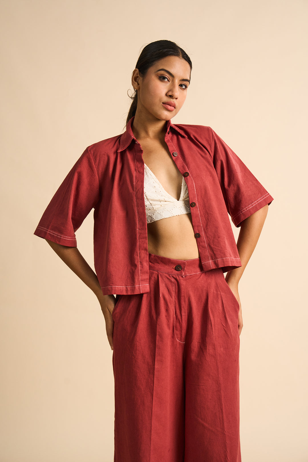 Rosewood Wide-Leg Trousers