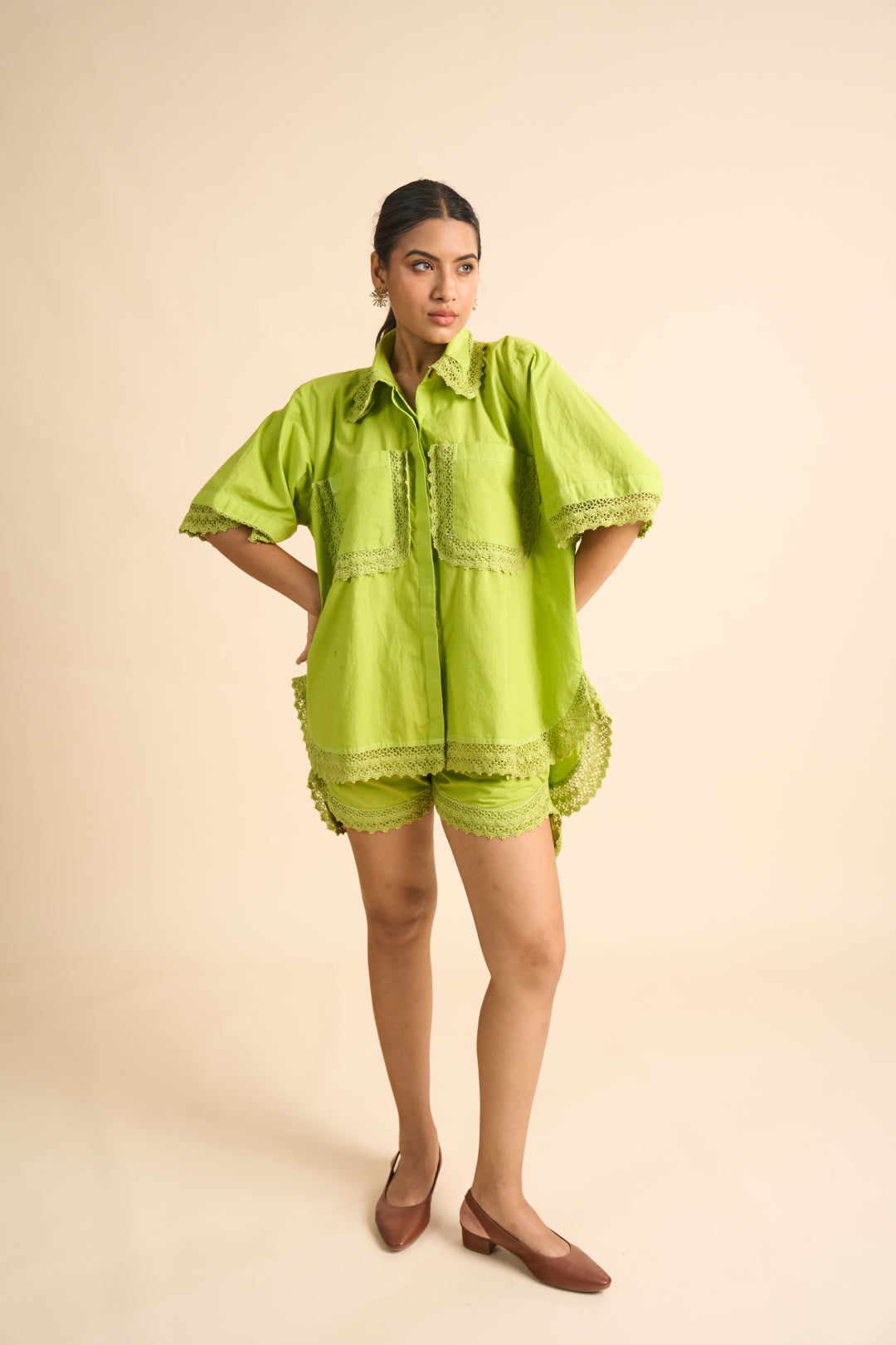 Lime Poplin Co-ord Set