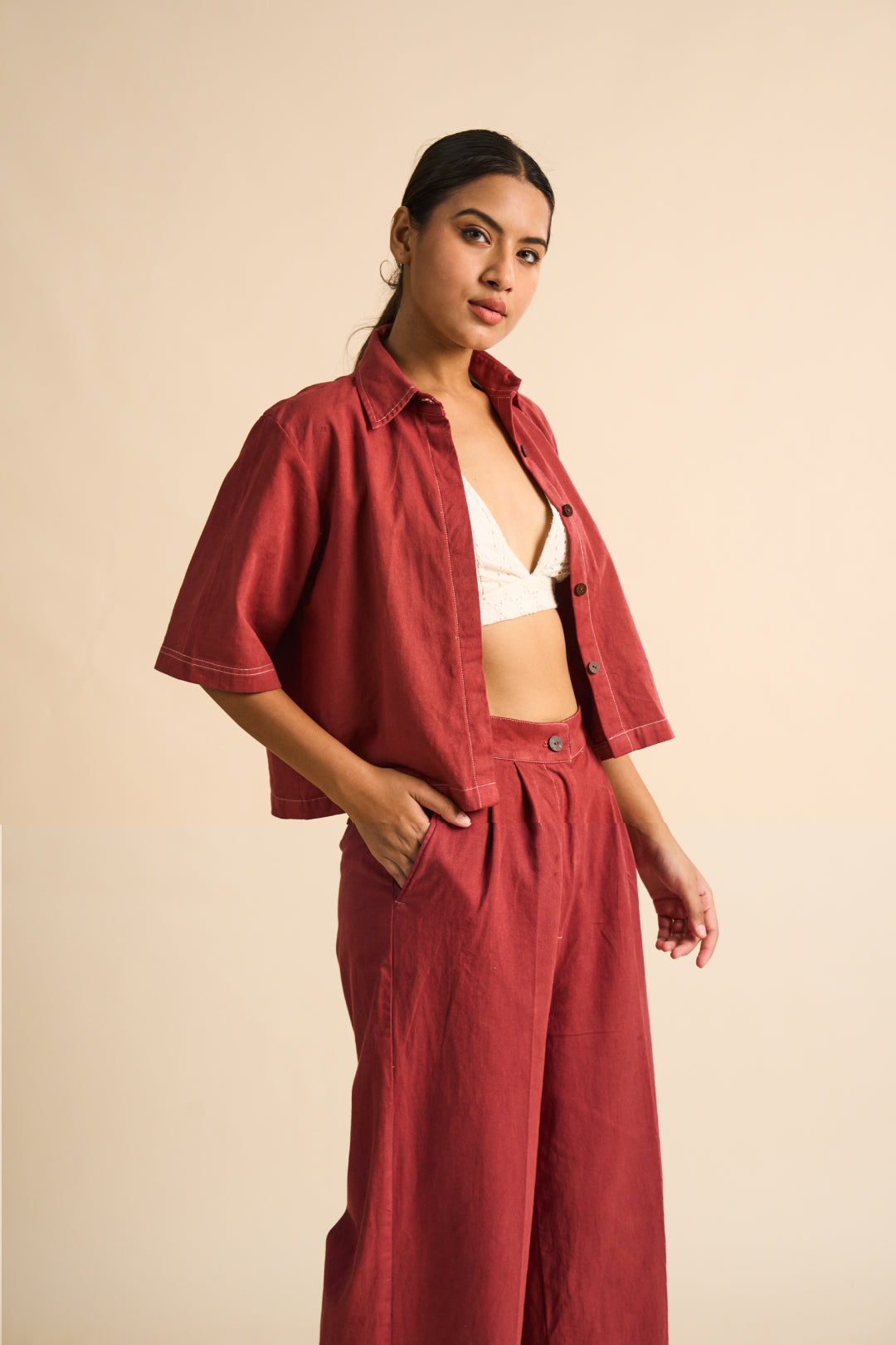 Rosewood Wide-Leg Trousers