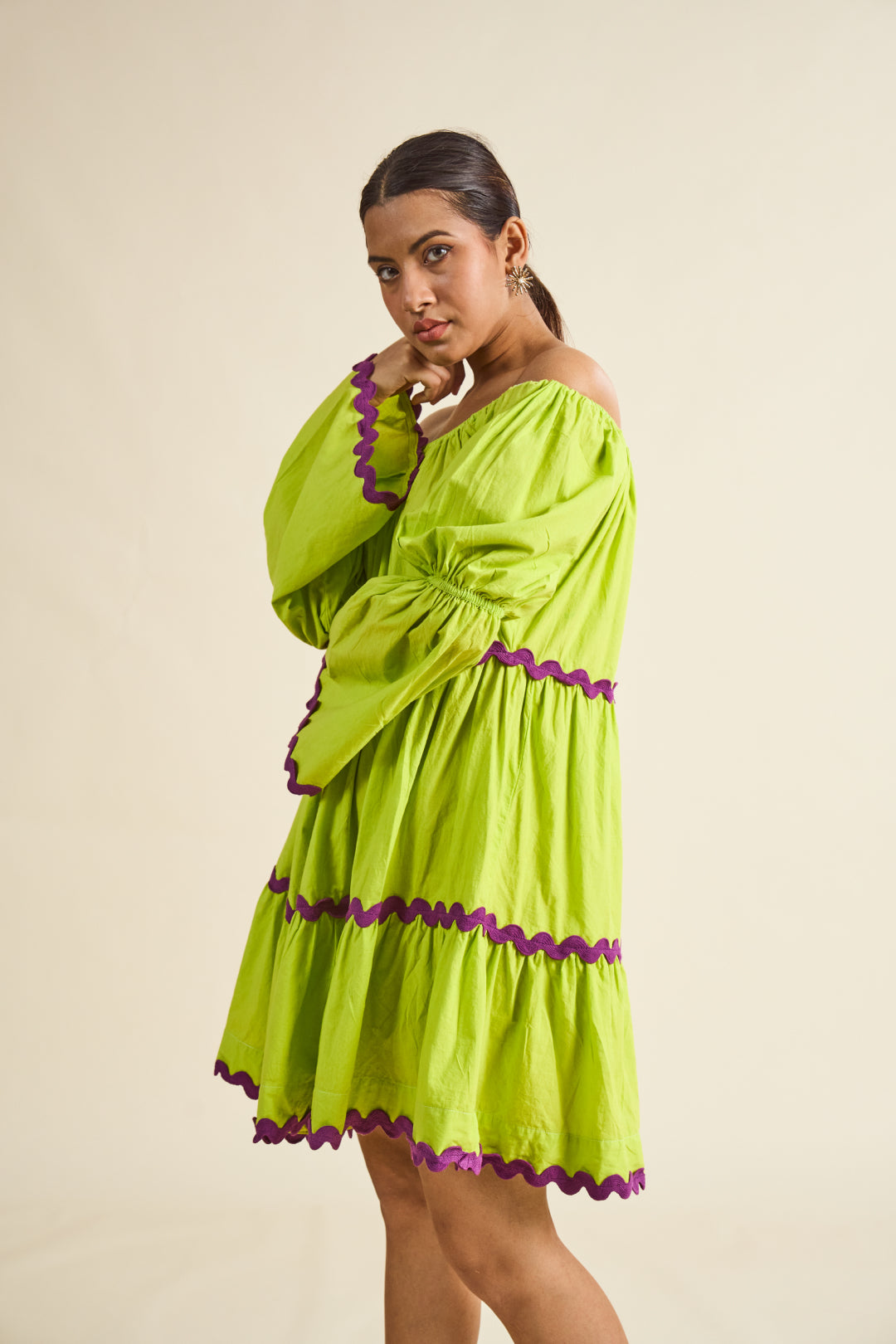 Citron Tiered Mini Dress