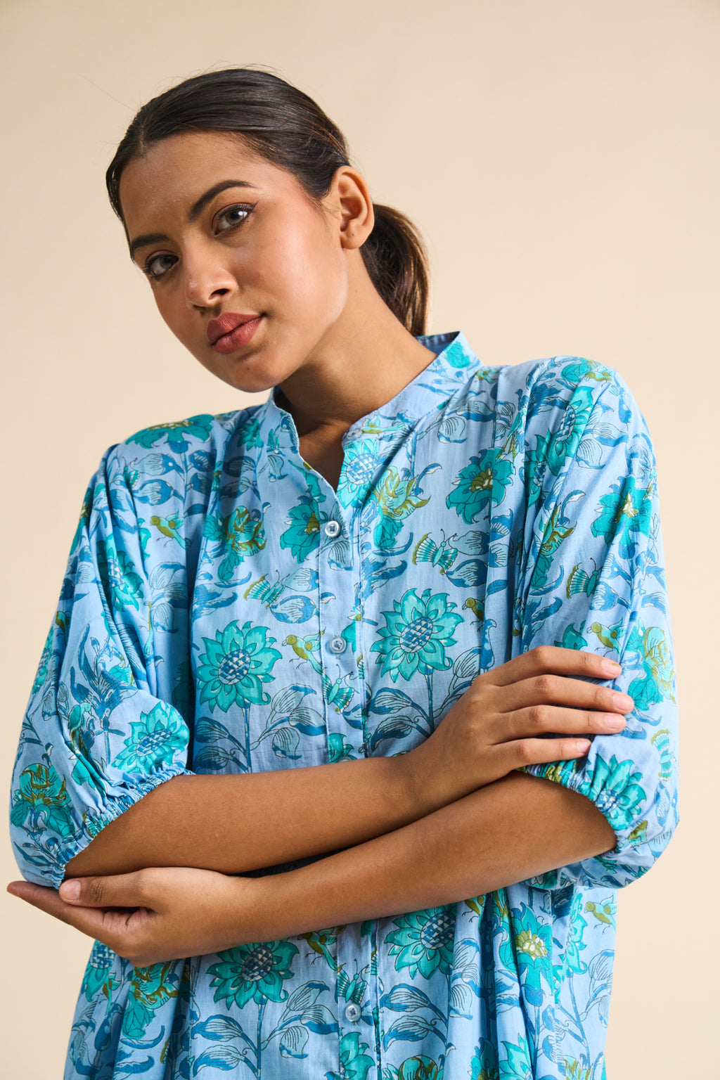 Maeve Floral Tiered Shirt Dress