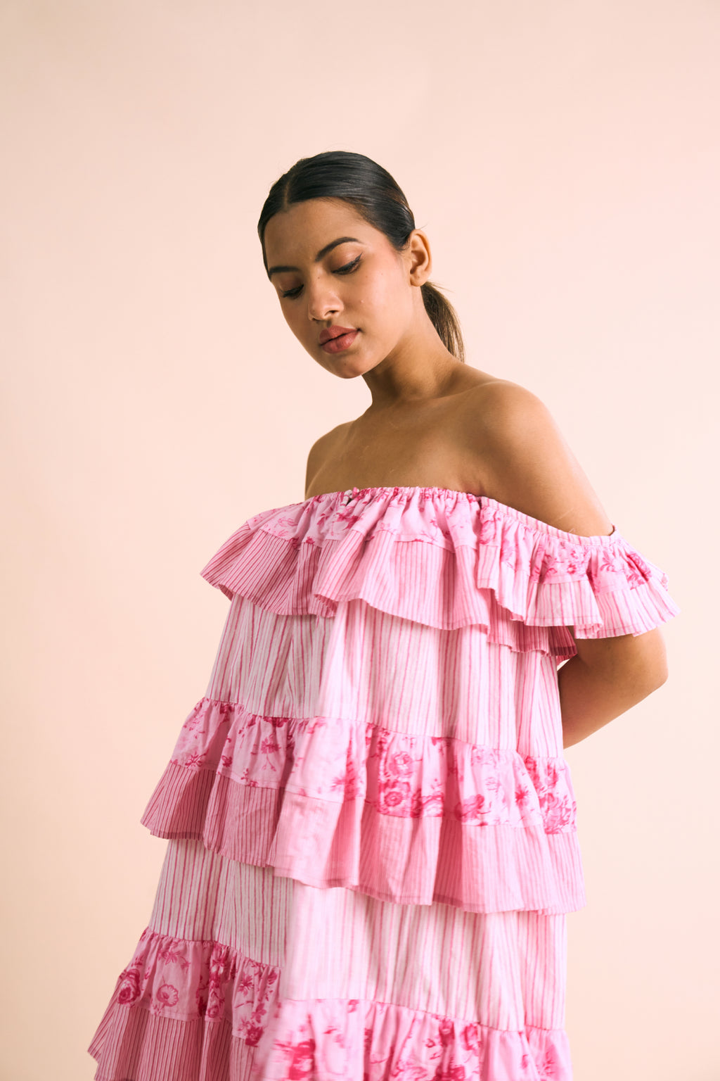 Rosette Tiered Ruffle Dress