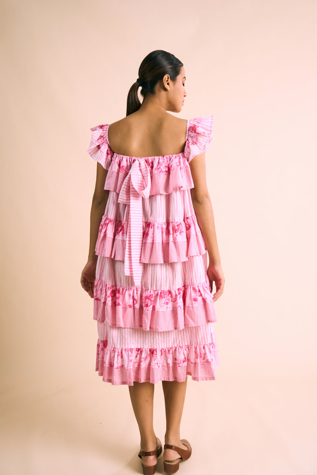 Rosette Tiered Ruffle Dress