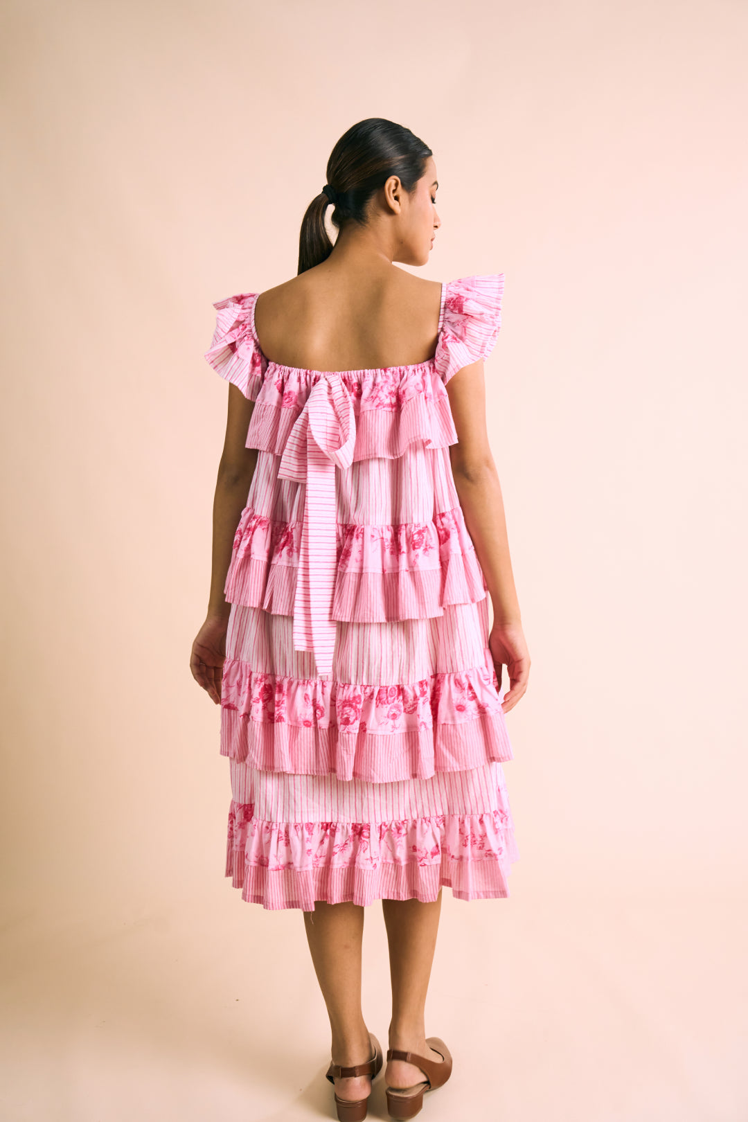 Rosette Tiered Ruffle Dress