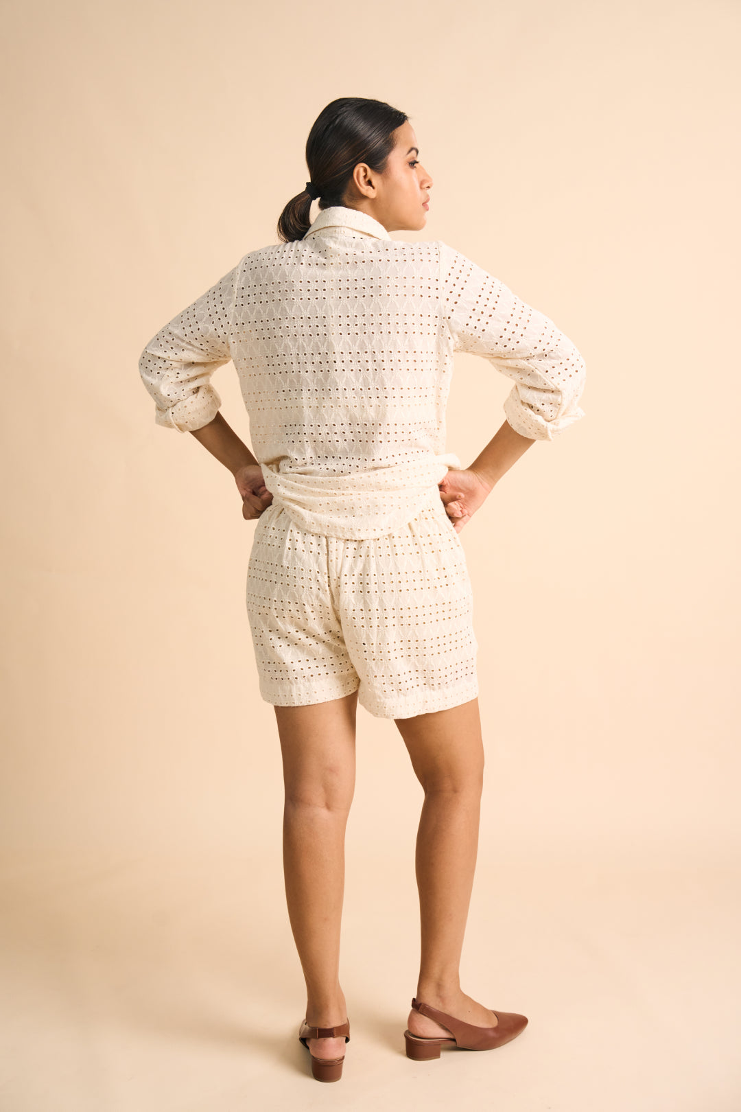 Ivory Schiffli Shorts