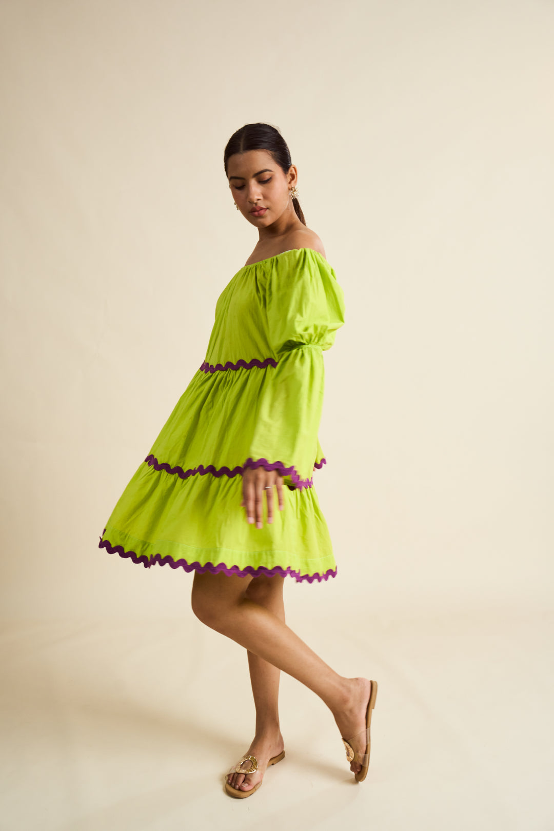 Citron Tiered Mini Dress