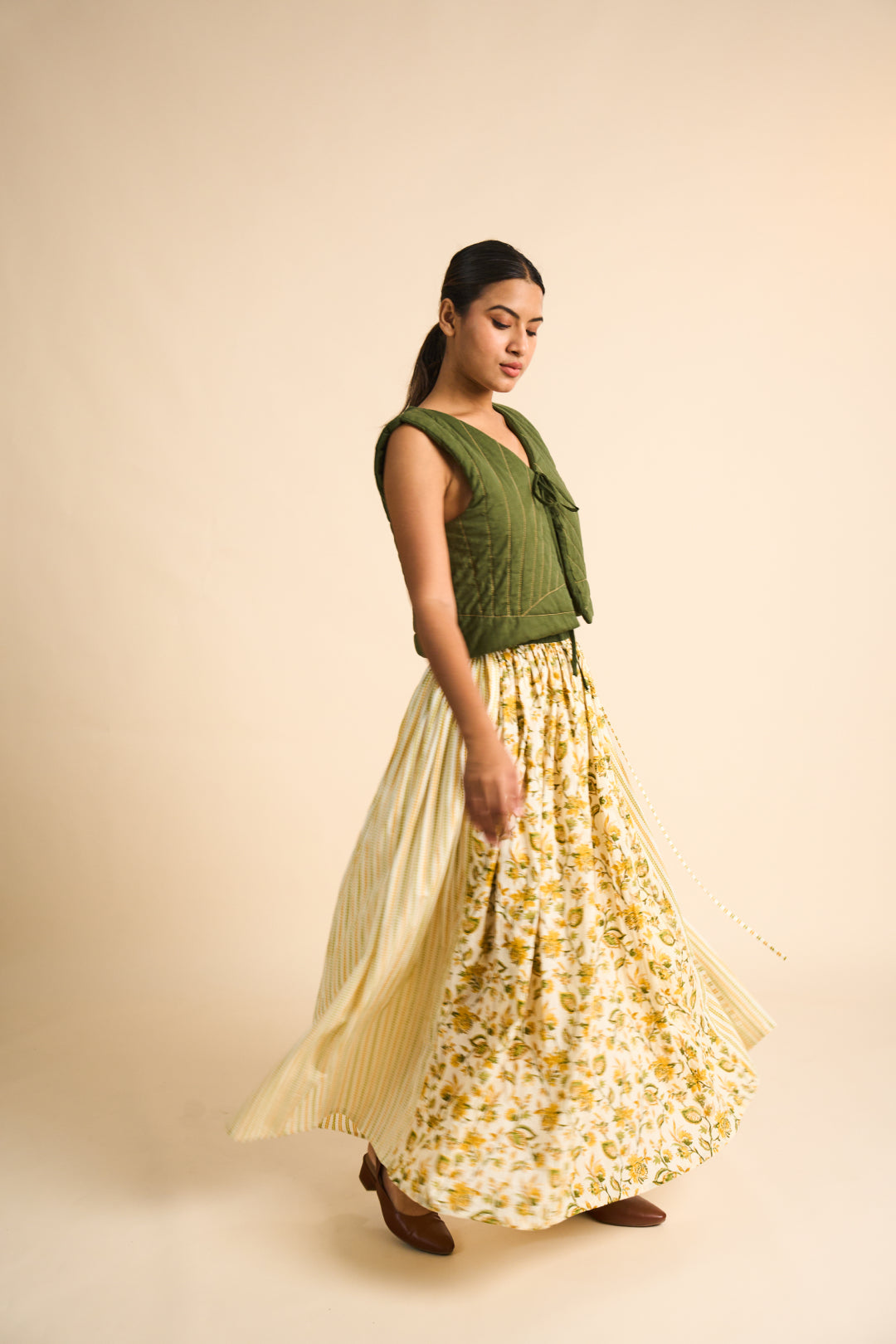 Marigold Pleated Maxi Skirt