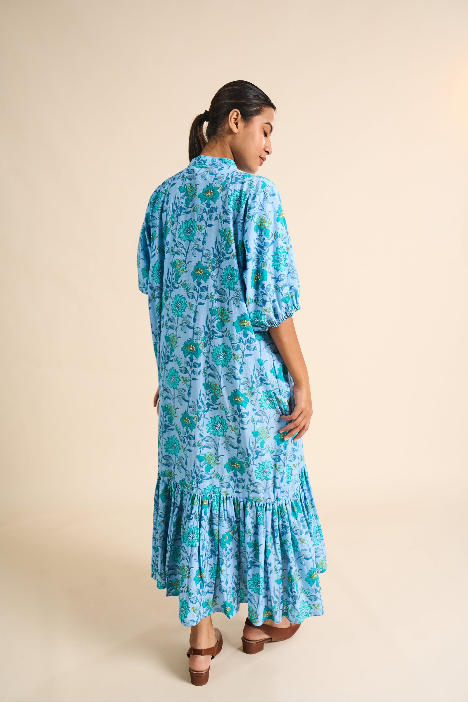 MAEVE FLORAL TIERED SHIRT DRESS
