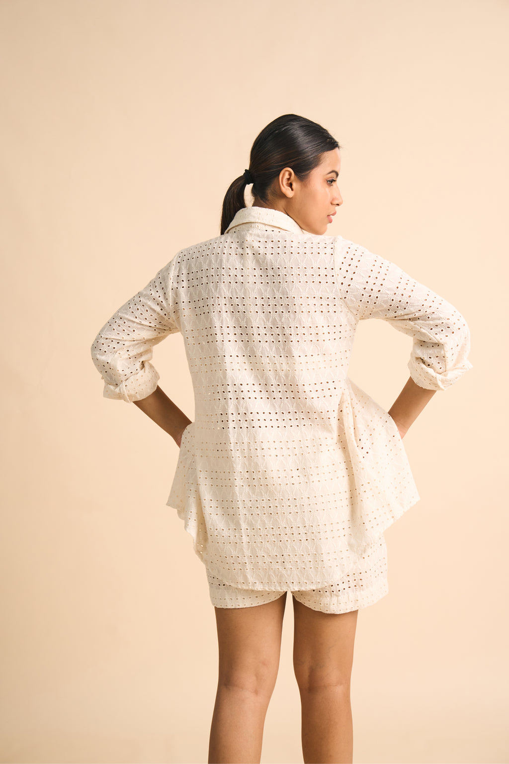 IVORY SCHIFFLI SHIRT