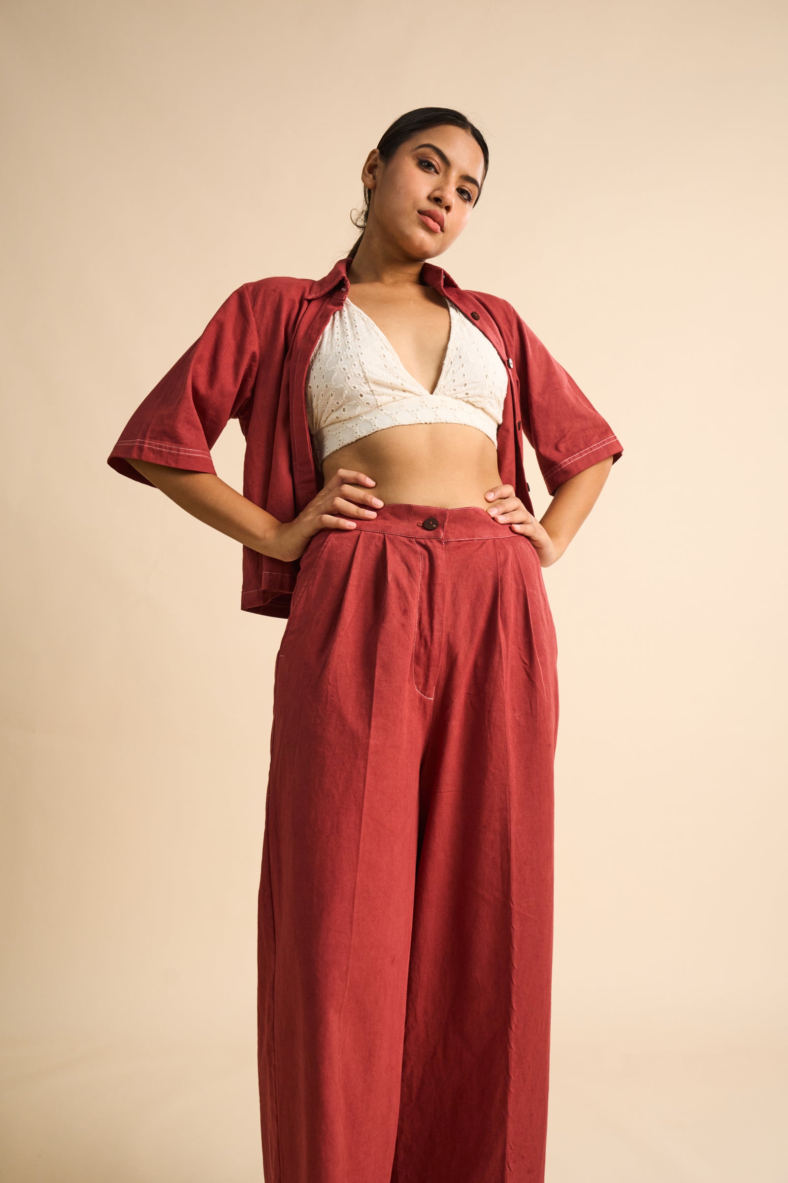 ROSEWOOD WIDE-LEG TROUSERS