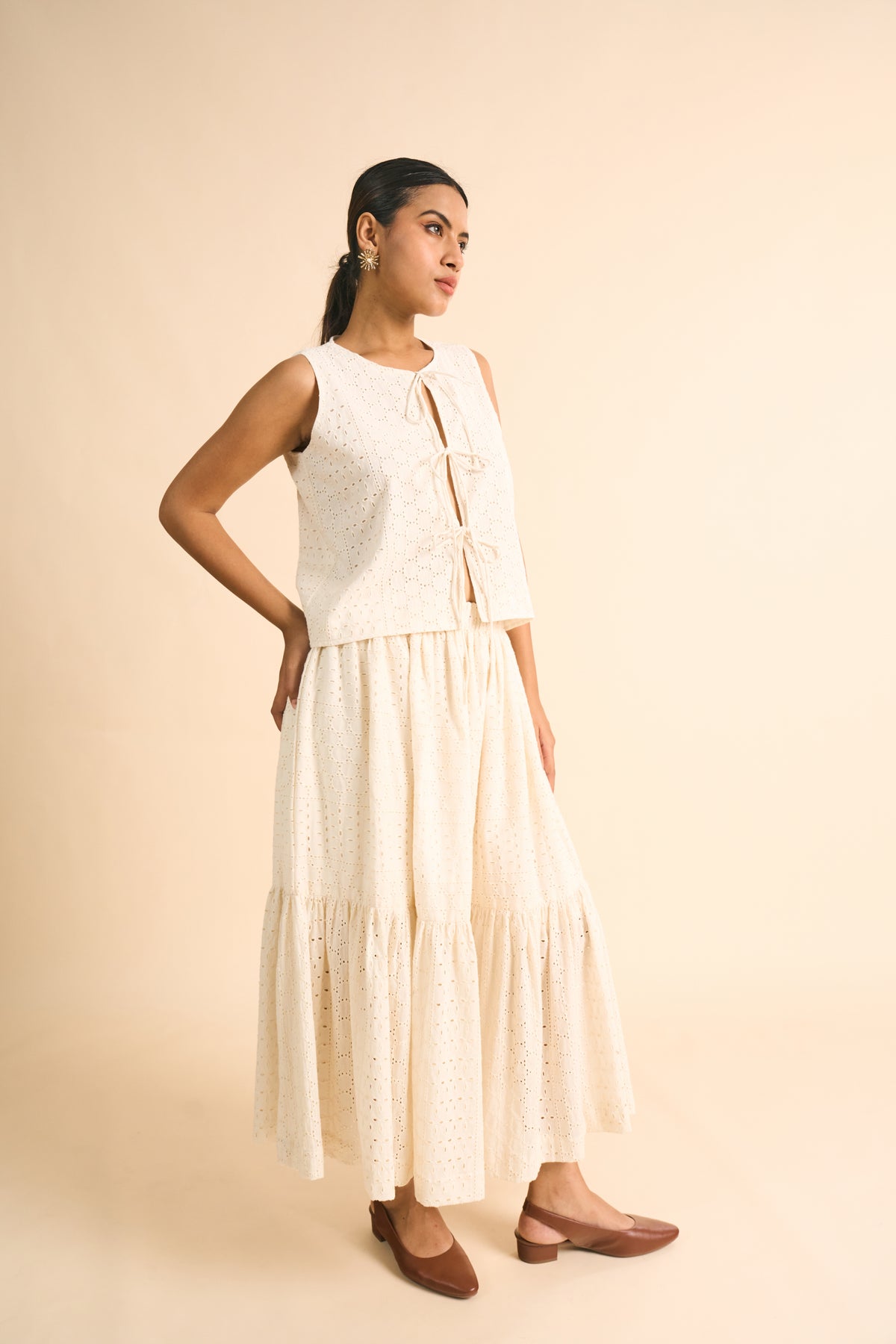 IVORY SCHIFFLI SKIRT