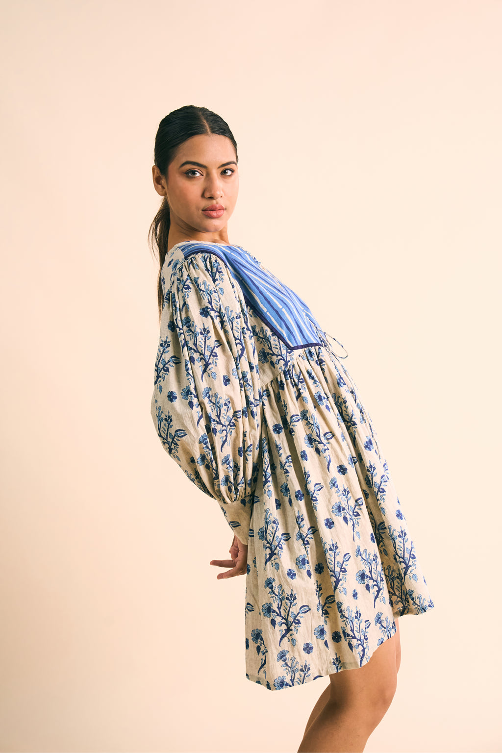 MAYA LACE-UP INDIGO DRESS