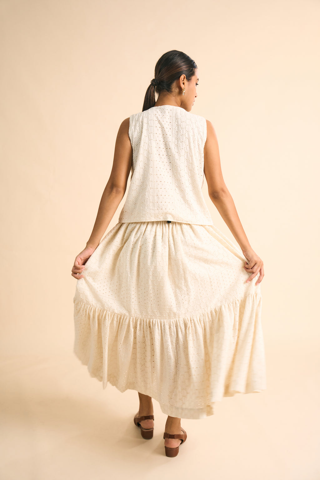 IVORY SCHIFFLI SKIRT