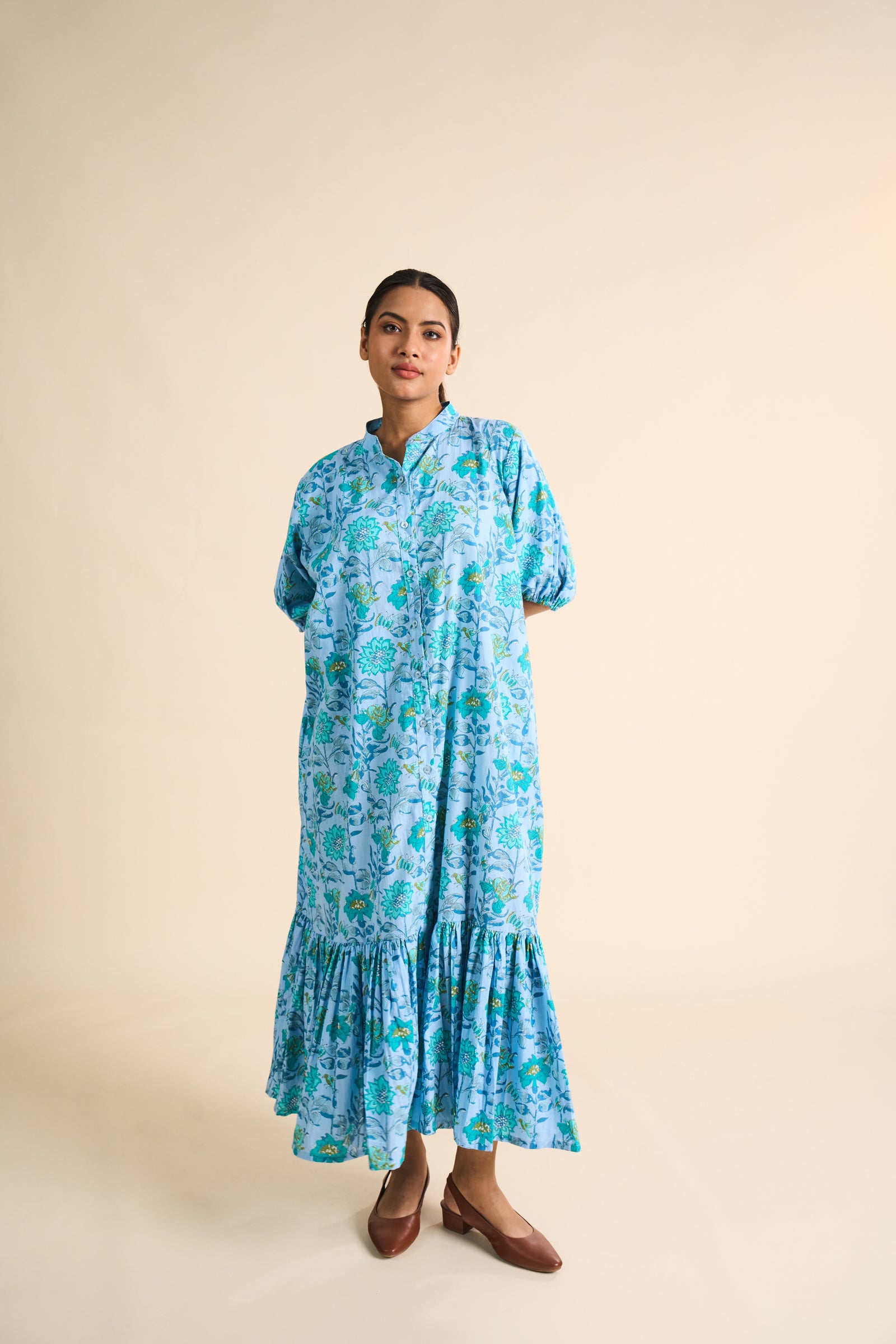MAEVE FLORAL TIERED SHIRT DRESS