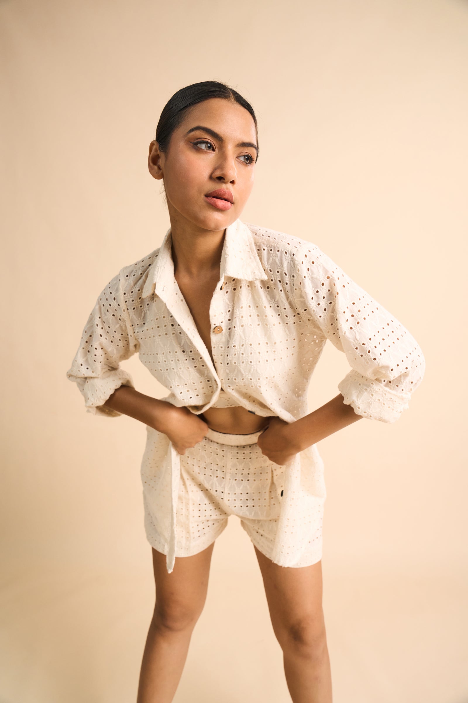 IVORY SCHIFFLI SHIRT