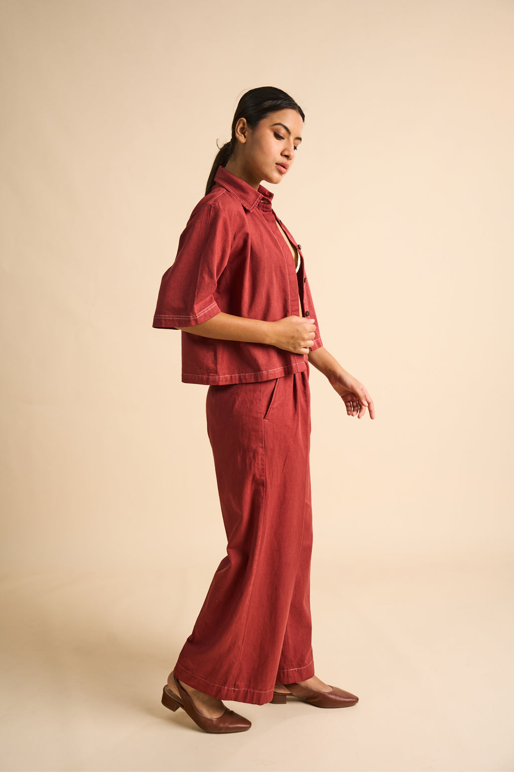 ROSEWOOD WIDE-LEG TROUSERS