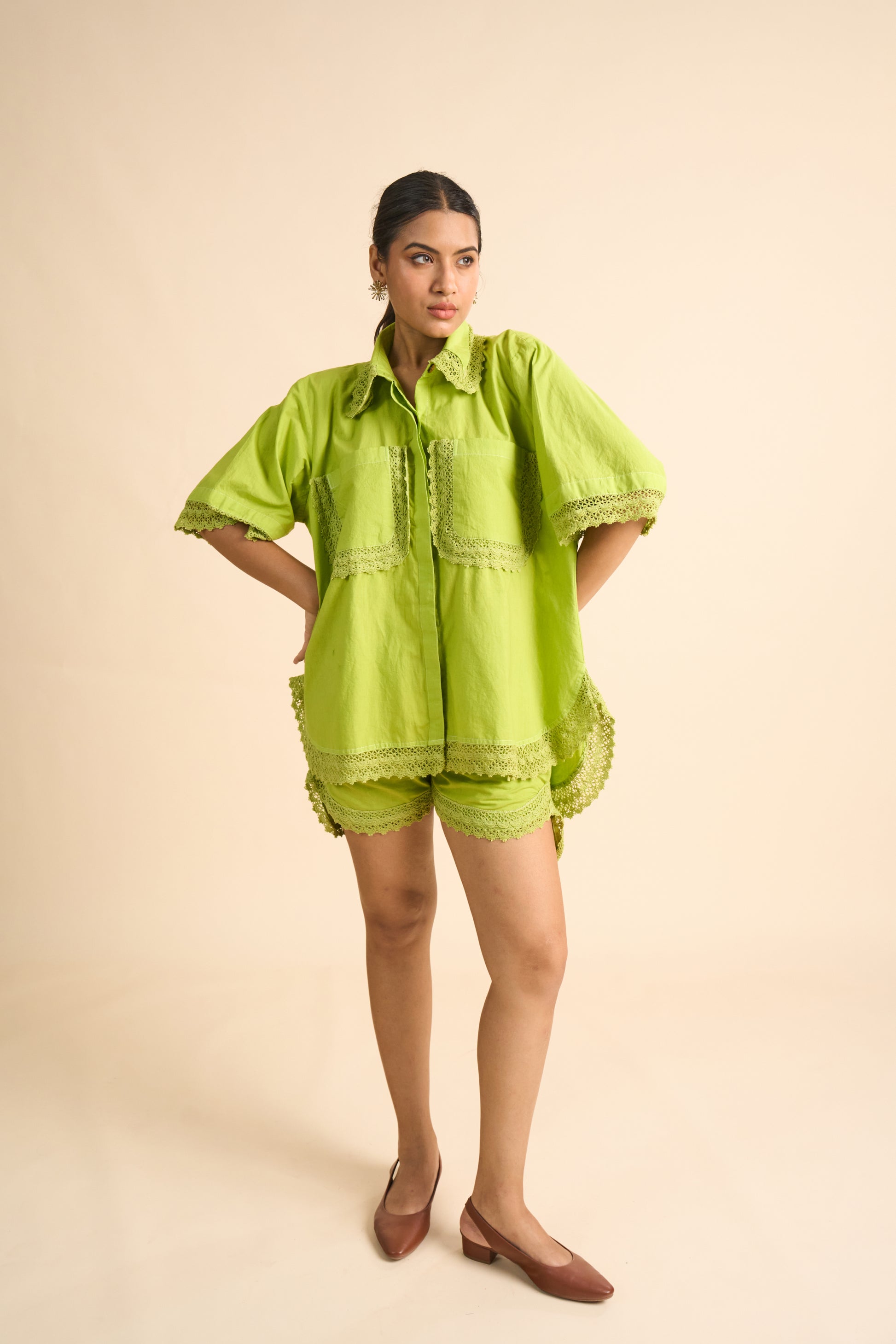 LIME POPLIN CO-ORD SET