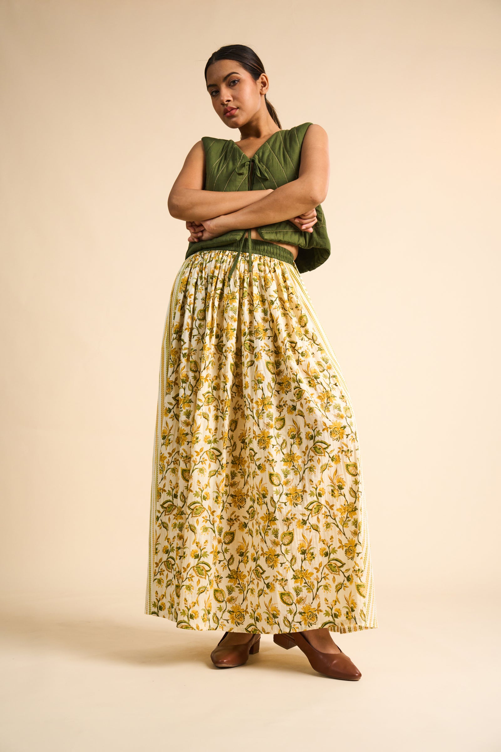 MARIGOLD PLEATED MAXI SKIRT