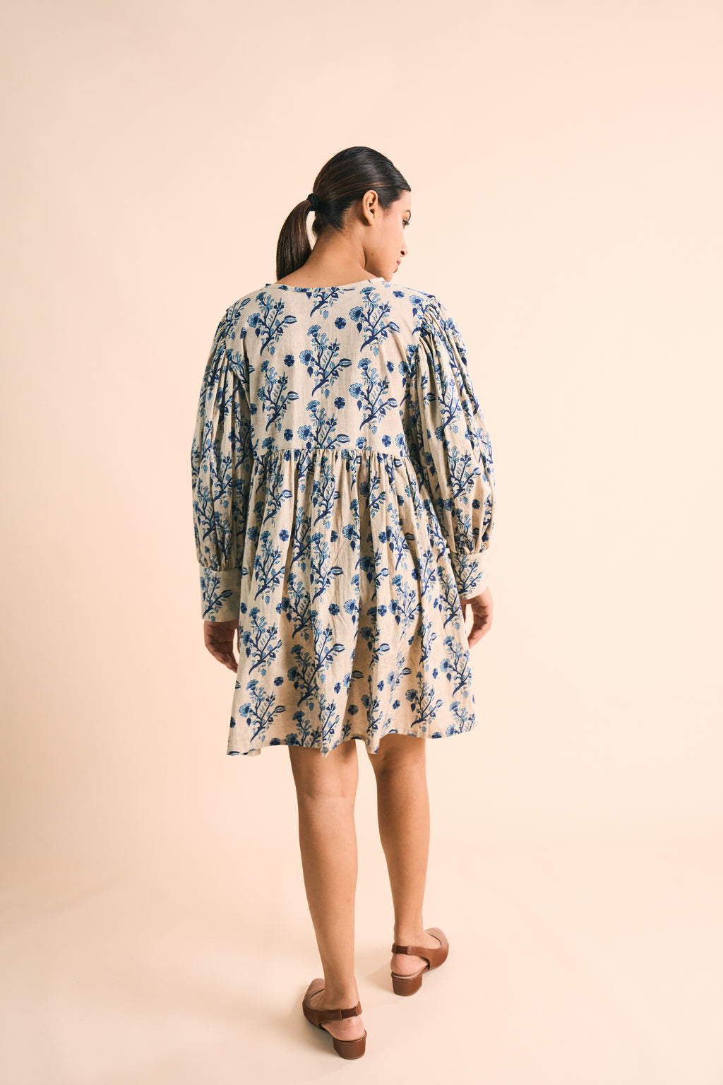 MAYA LACE-UP INDIGO DRESS