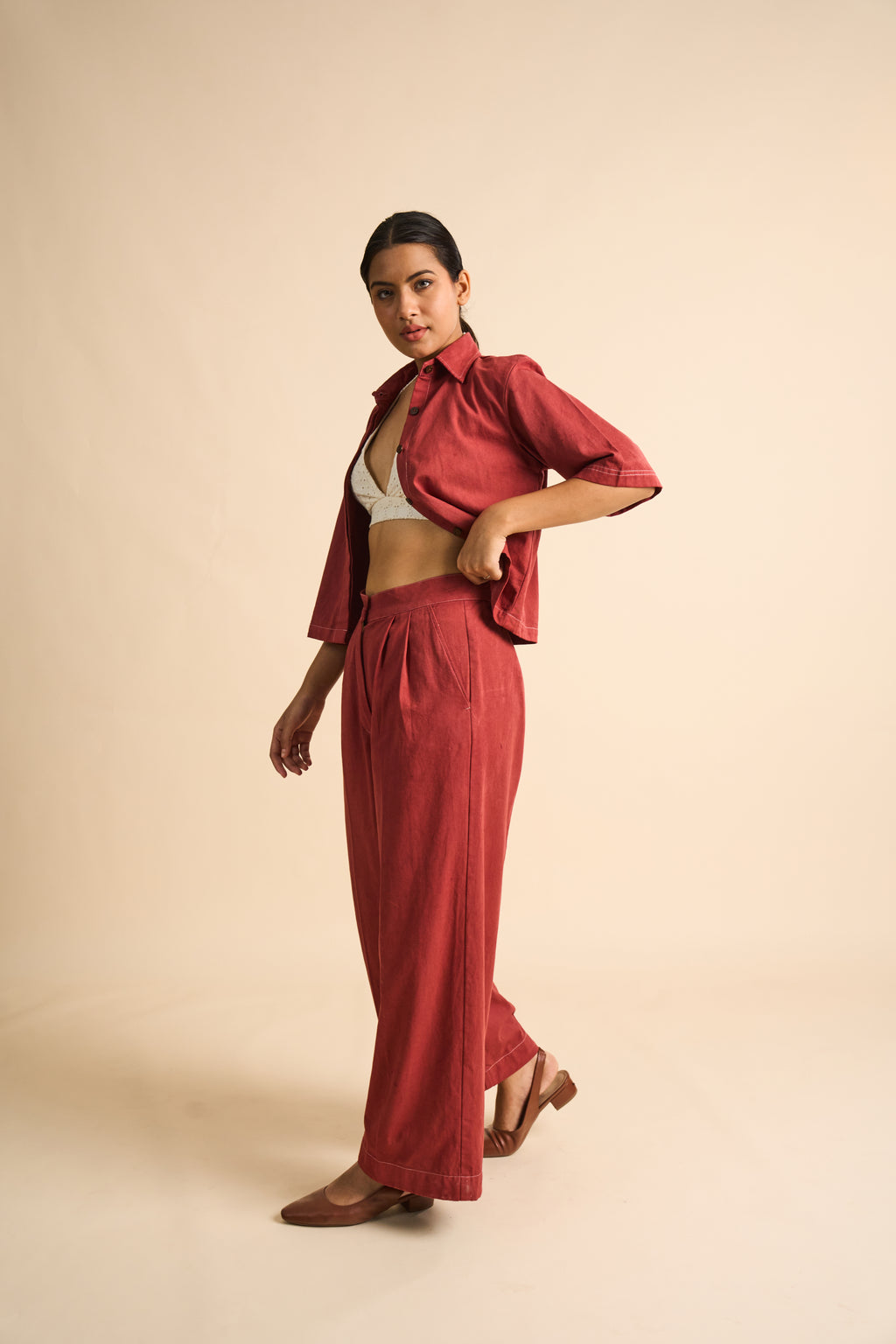 ROSEWOOD WIDE-LEG TROUSERS