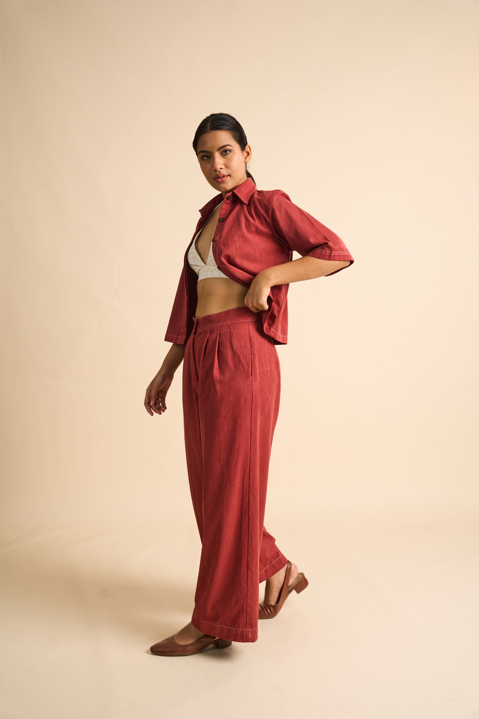 ROSEWOOD WIDE-LEG TROUSERS